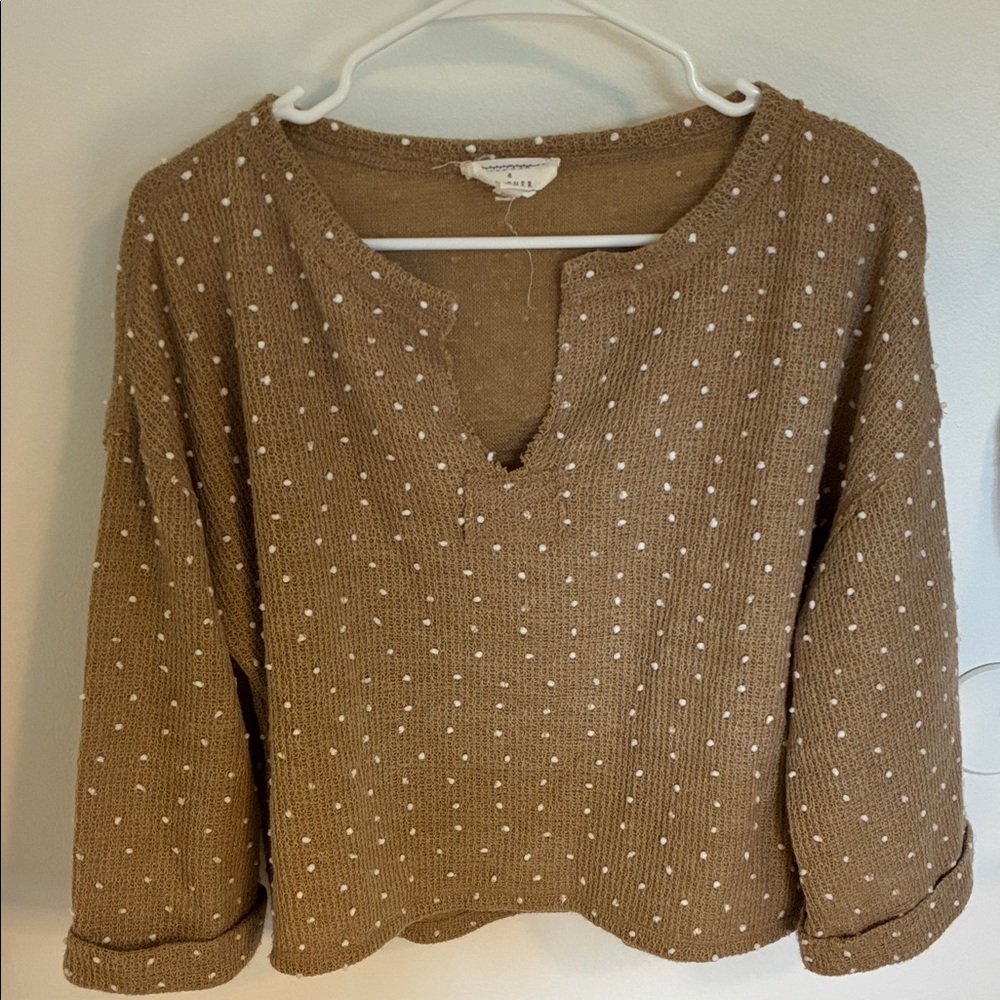 Brown Polka Dot Women's Top